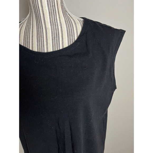Eileen Fisher T-shirt Dress Size Medium Black Sleeveless Organic Cotton Minimal - Picture 4 of 7